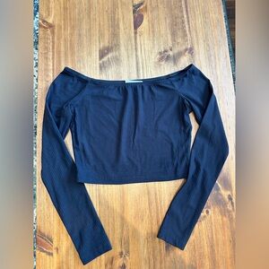 Kookai australia black off the shoulder long sleeve top